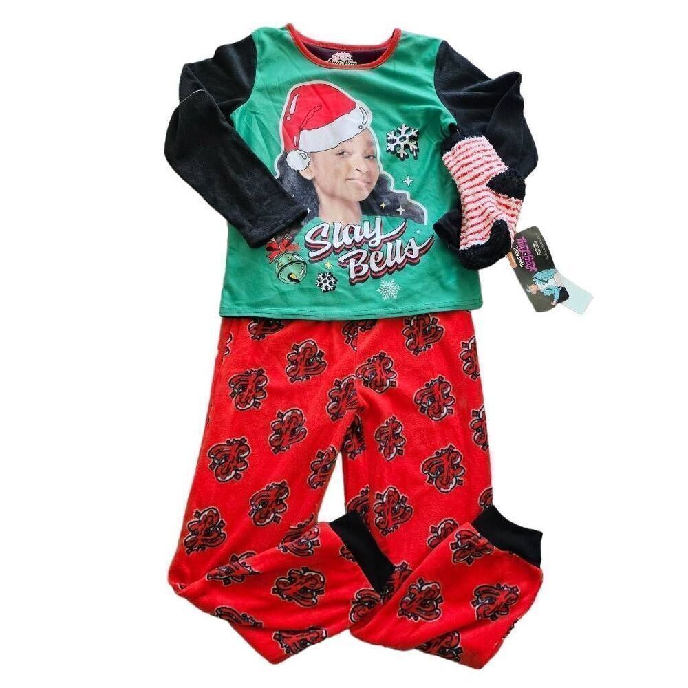 Nickelodeon girls Sz L 10-12 Christmas pajama set that girl lay slay Bells